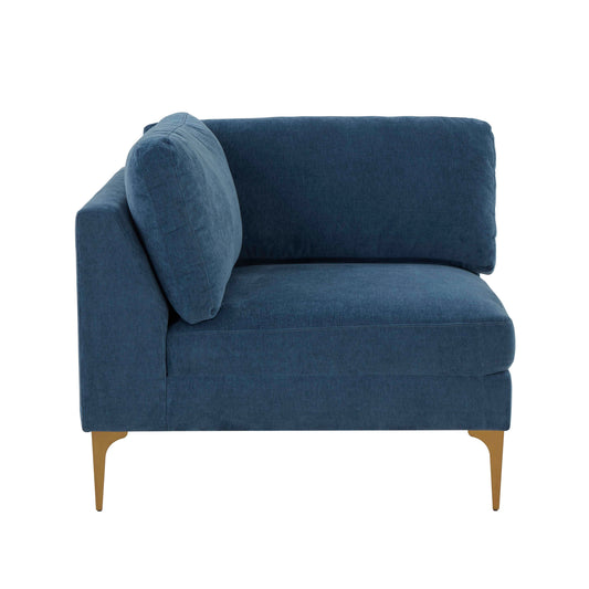 Serena Performance Velvet Modular Armless Chair - Blue