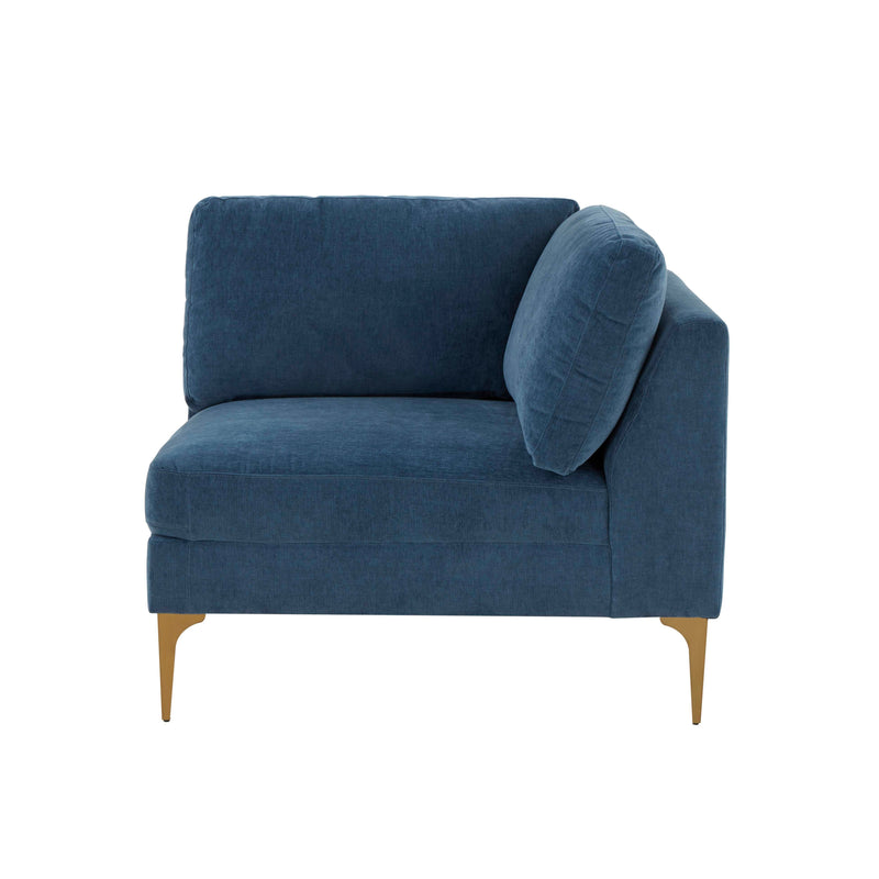Serena Performance Velvet Modular Armless Chair - Blue