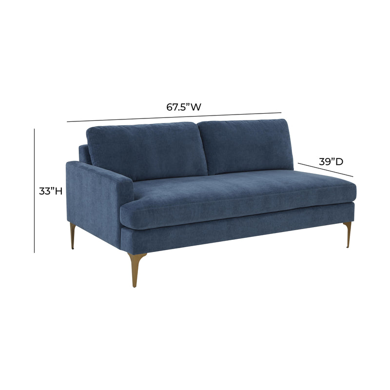Serena 68" Performance Velvet Modular Loveseat - Blue / LAF