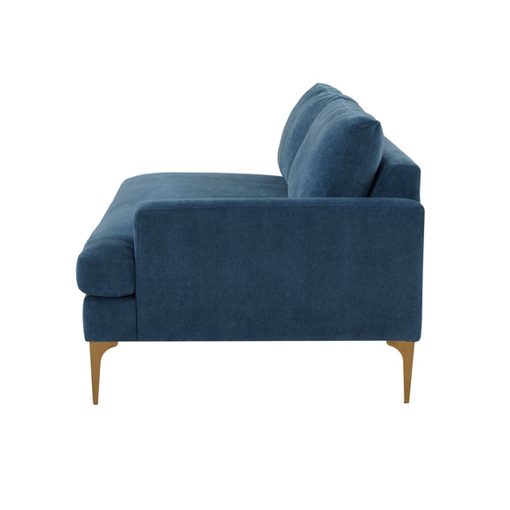 Serena 68" Performance Velvet Modular Loveseat - Blue / RAF