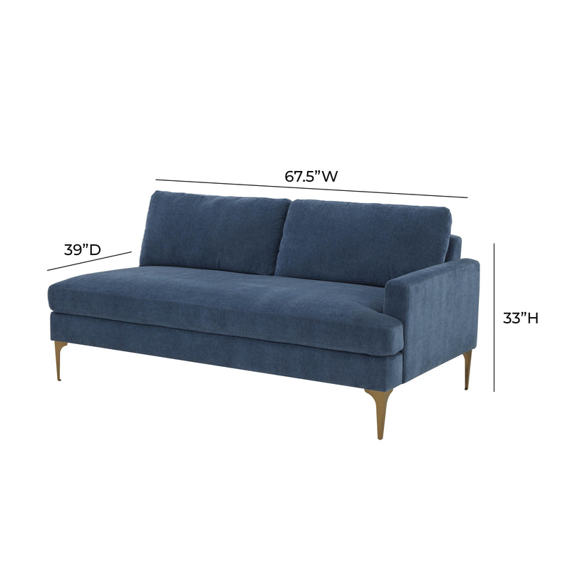 Serena 68" Performance Velvet Modular Loveseat - Blue / RAF