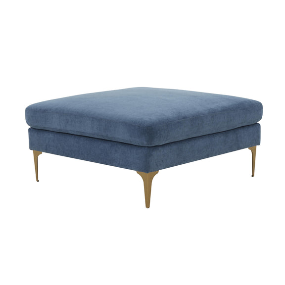 Serena Performance Velvet Ottoman - Blue