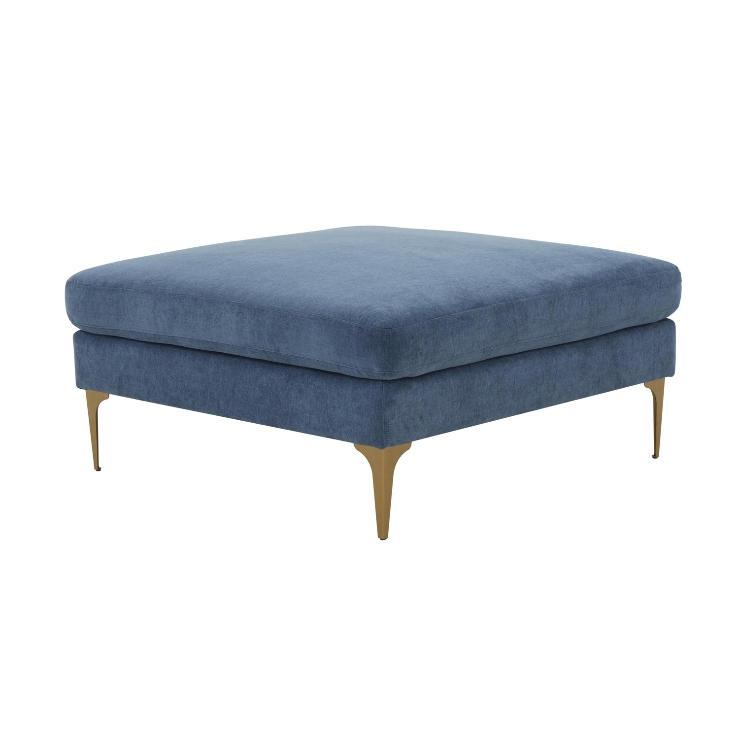 Serena Performance Velvet Ottoman - Blue