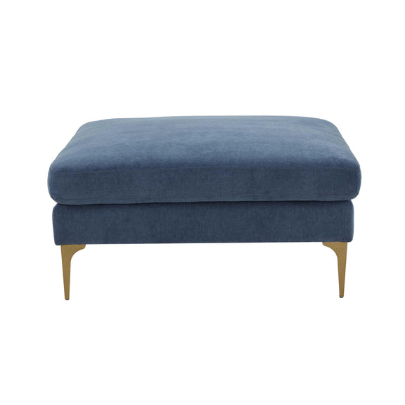 Serena Performance Velvet Ottoman - Blue