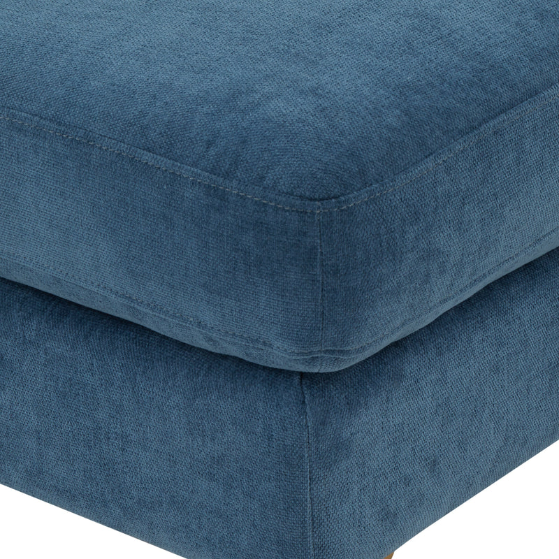 Serena Performance Velvet Ottoman - Blue