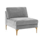 Serena Performance Velvet Modular Armless Chair - Grey