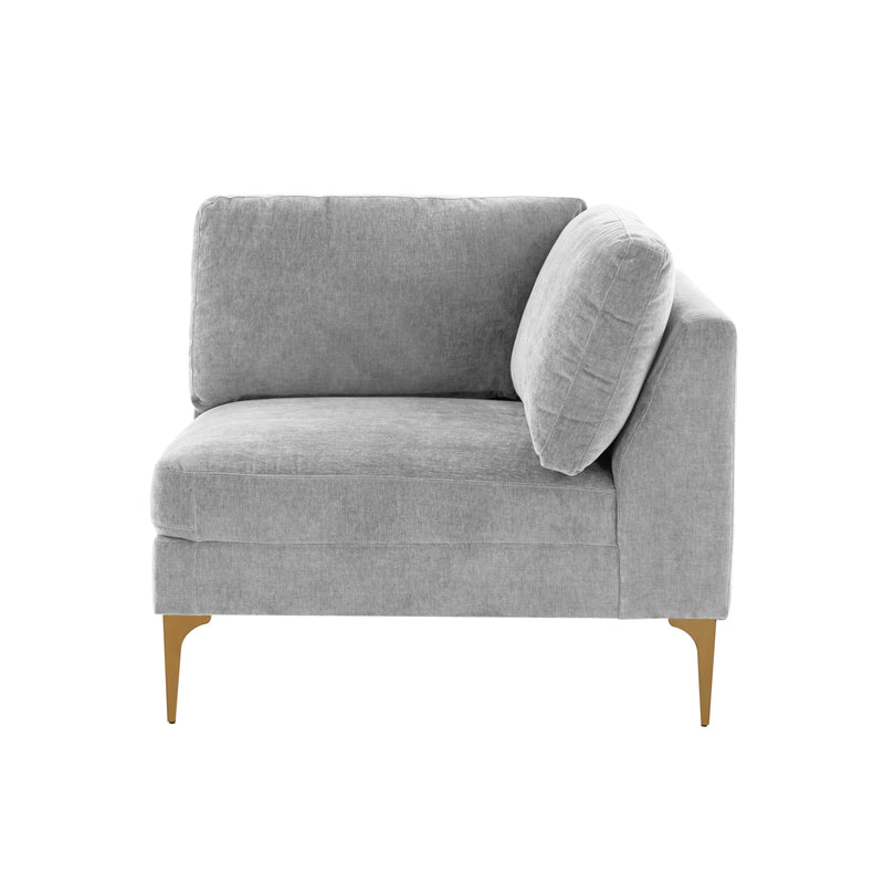 Serena Performance Velvet Modular Armless Chair - Grey