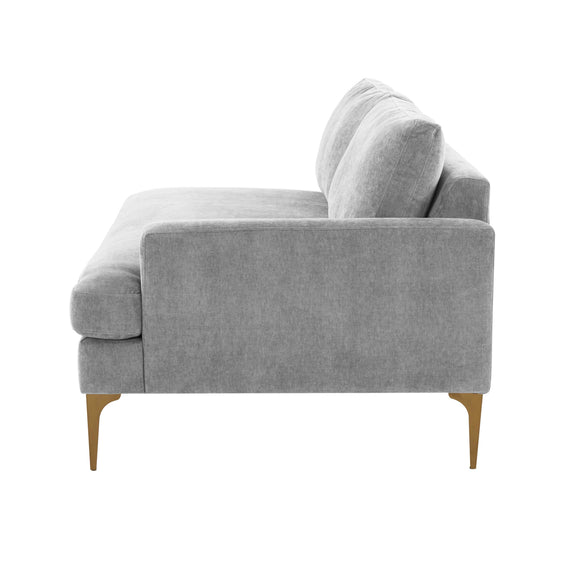 Serena 68" Performance Velvet Modular Loveseat - Grey / RAF