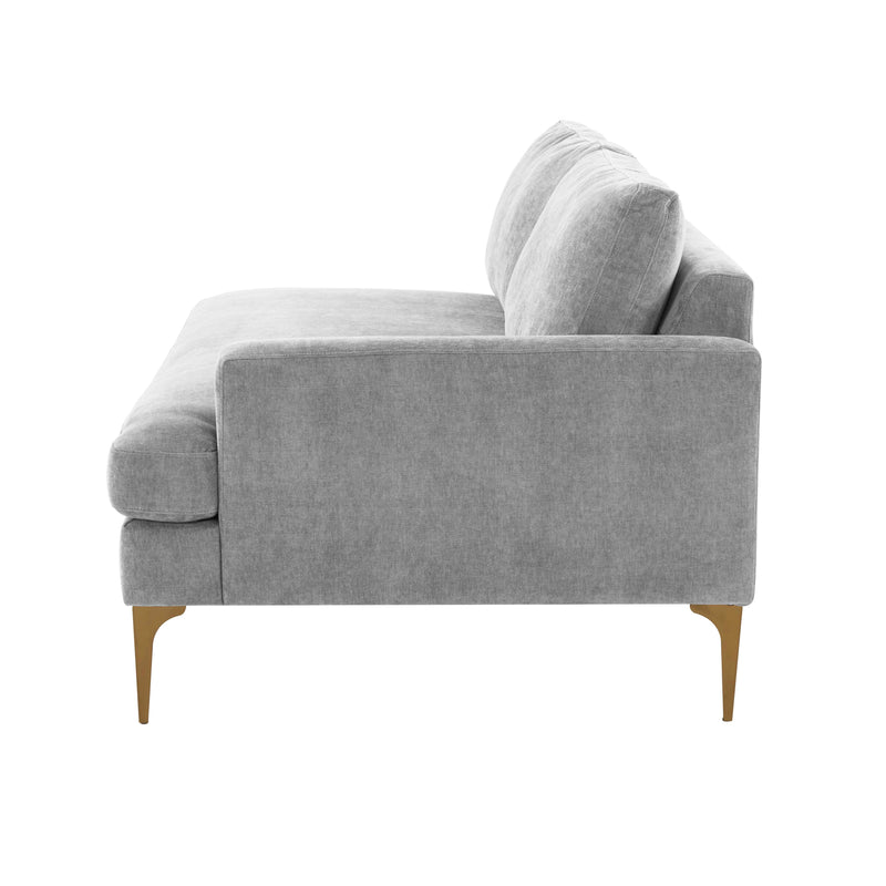 Serena 68" Performance Velvet Modular Loveseat - Grey / RAF