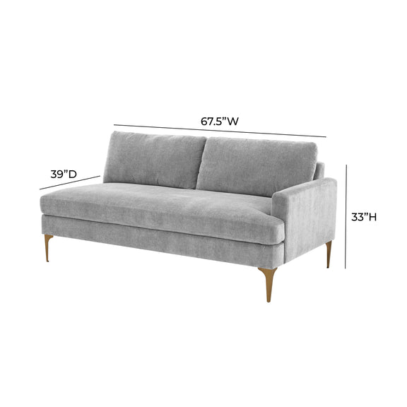Serena 68" Performance Velvet Modular Loveseat - Grey / RAF
