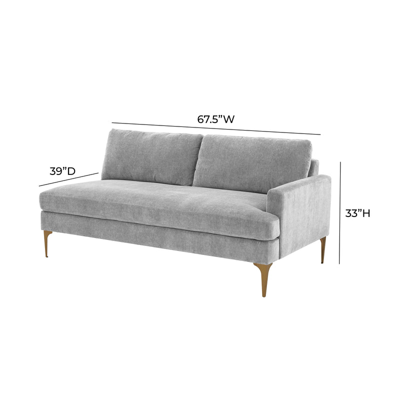 Serena 68" Performance Velvet Modular Loveseat - Grey / RAF