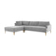 Serena 3-Piece Performance Velvet Chaise Sectional - Grey / LAF