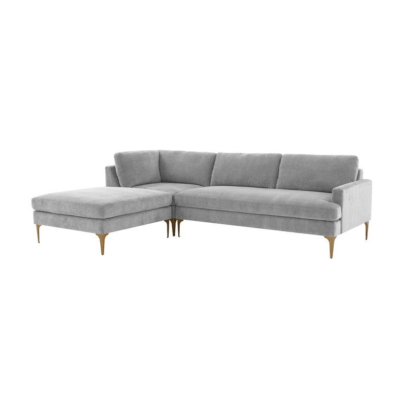 Serena 3-Piece Performance Velvet Chaise Sectional - Grey / LAF
