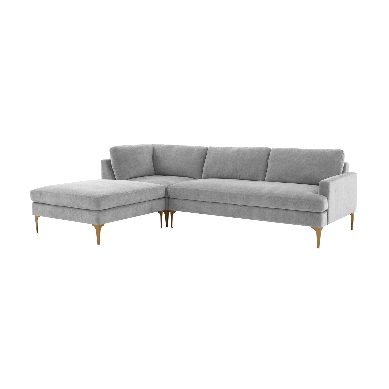 Serena 3-Piece Performance Velvet Chaise Sectional - Grey / LAF