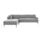 Serena 3-Piece Performance Velvet Chaise Sectional - Grey / LAF