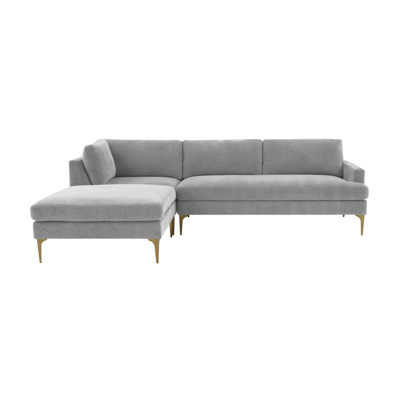 Serena 3-Piece Performance Velvet Chaise Sectional - Grey / LAF