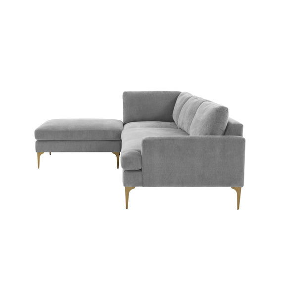 Serena 3-Piece Performance Velvet Chaise Sectional - Grey / LAF