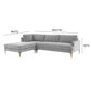 Serena 3-Piece Performance Velvet Chaise Sectional - Grey / LAF