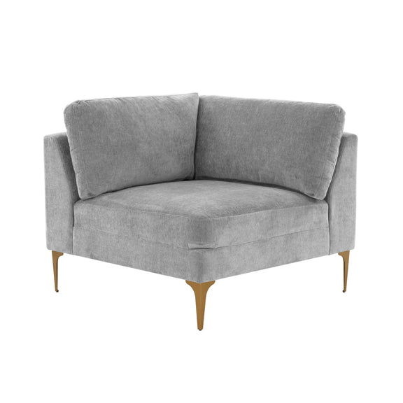 Serena Performance Velvet Modular Corner Seat - Grey
