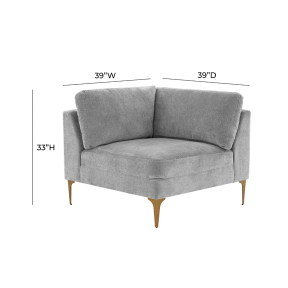 Serena Performance Velvet Modular Corner Seat - Grey