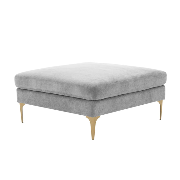 Serena Performance Velvet Ottoman - Grey