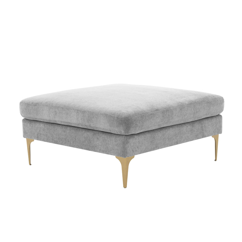 Serena Performance Velvet Ottoman - Grey
