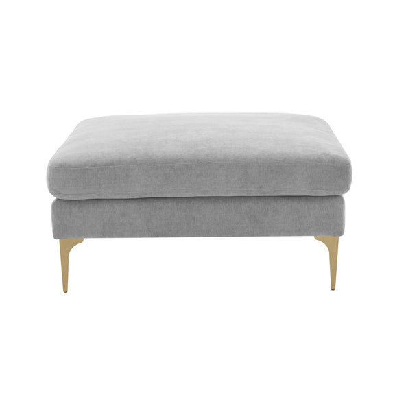 Serena Performance Velvet Ottoman - Grey