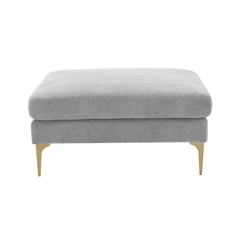 Serena Performance Velvet Ottoman - Grey