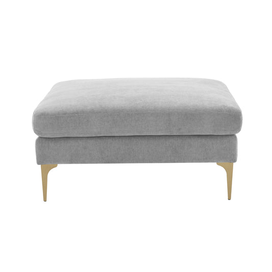 Serena Performance Velvet Ottoman - Grey