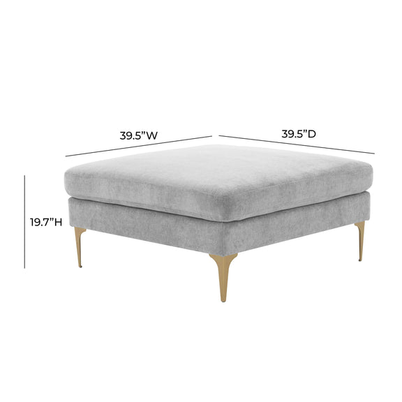 Serena Performance Velvet Ottoman - Grey