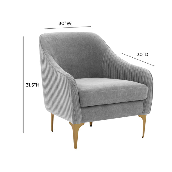 Serena Performance Velvet Accent Chair - Grey