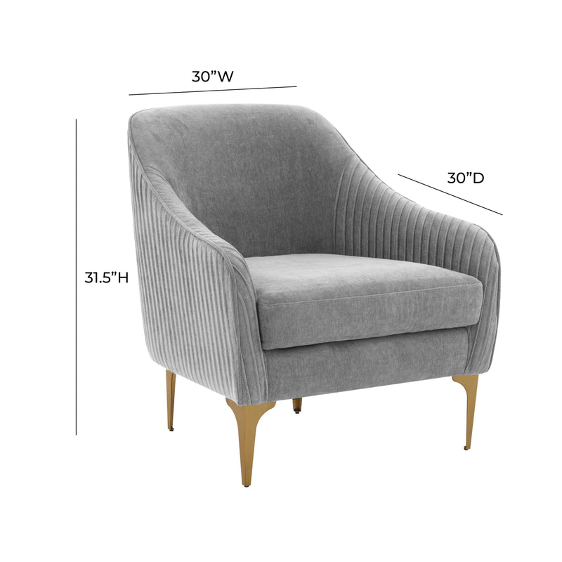 Serena Performance Velvet Accent Chair - Grey