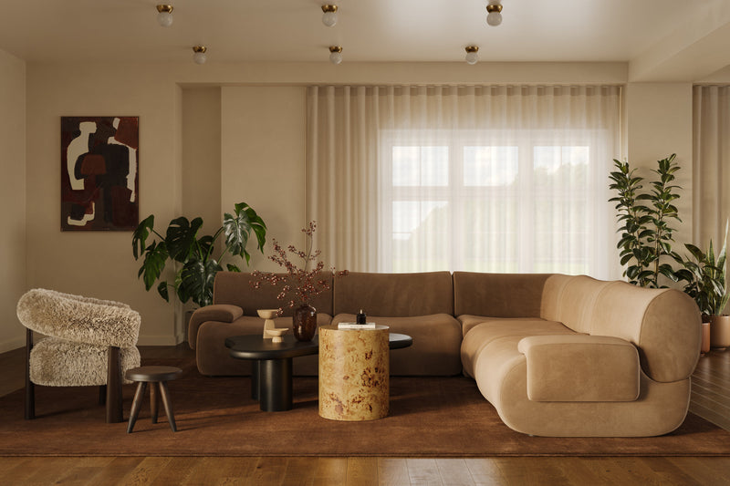 Zenith 5-Piece Latte Brown Performance Velvet Modular L-Sectional