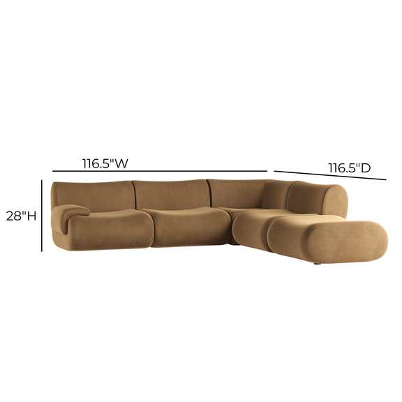 Zenith 5-Piece Performance Velvet Modular Sectional - LAF