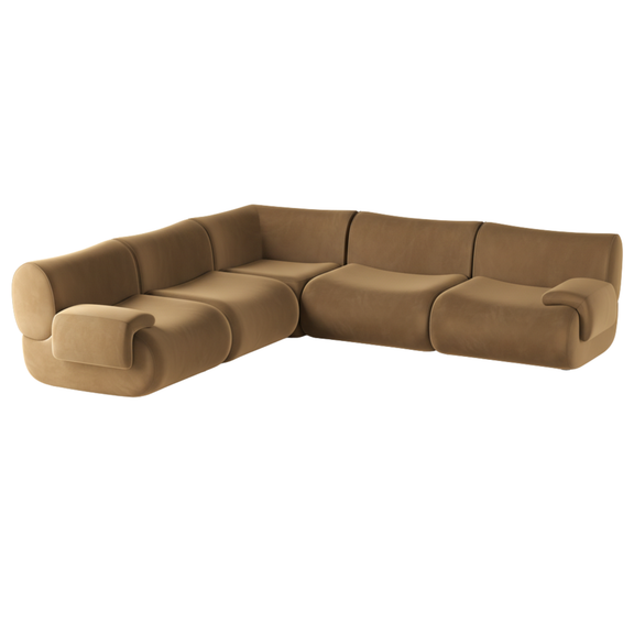 Zenith 5-Piece Latte Brown Performance Velvet Modular L-Sectional