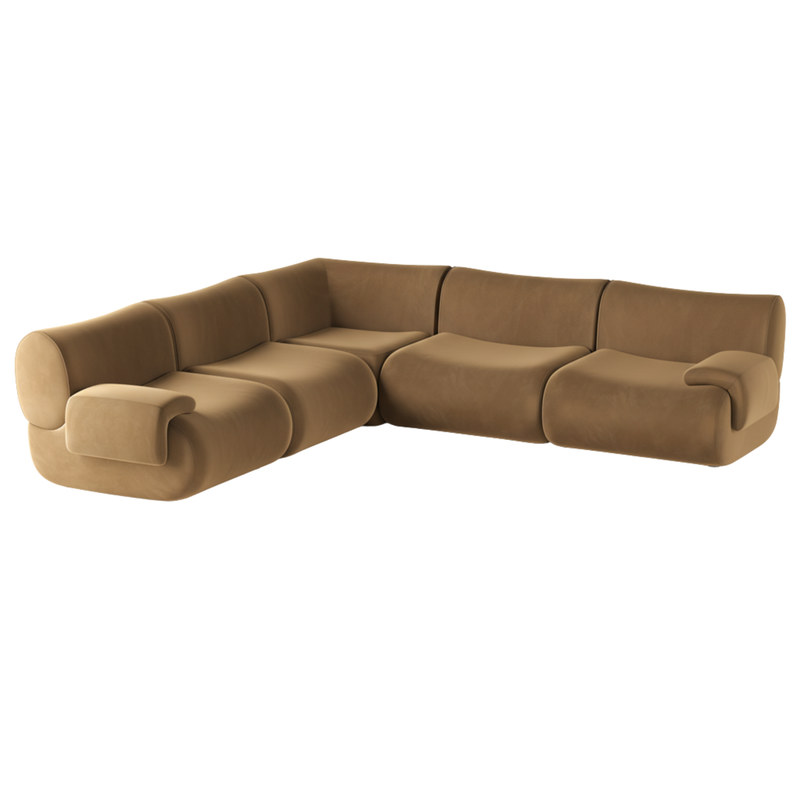 Zenith 5-Piece Latte Brown Performance Velvet Modular L-Sectional