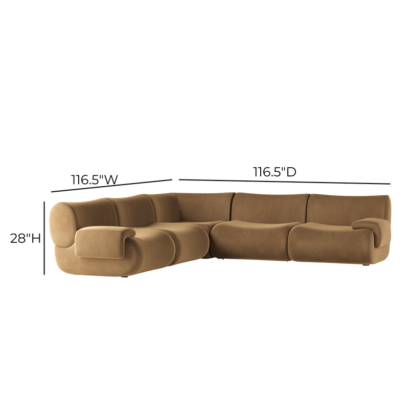 Zenith 5-Piece Latte Brown Performance Velvet Modular L-Sectional