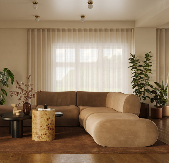 Zenith Latte Brown Performance Velvet Ottoman