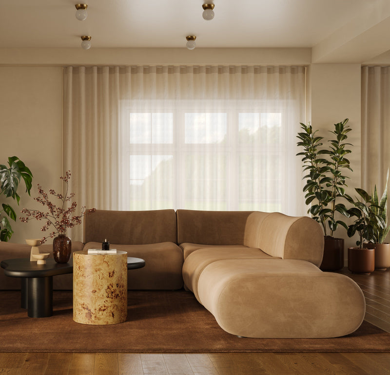 Zenith Latte Brown Performance Velvet Ottoman