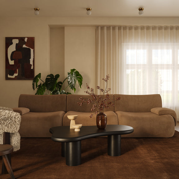 Zenith 116.5" Latte Brown Performance Velvet Modular Sofa