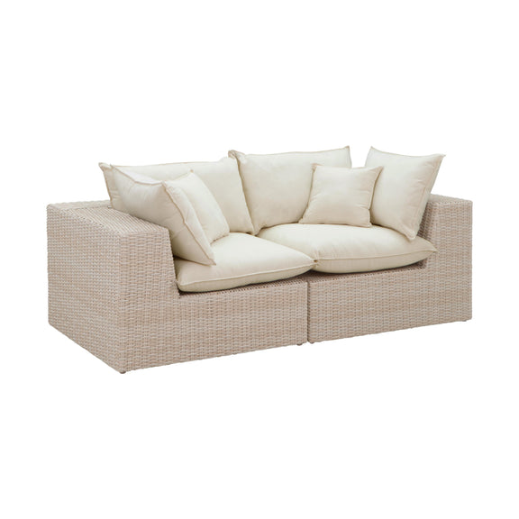 Cali Natural Performance Fabric &amp; Natural Wicker Modular Outdoor Loveseat