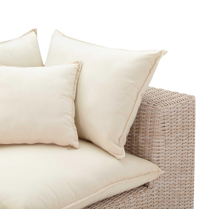 Cali Natural Performance Fabric &amp; Natural Wicker Modular Outdoor Loveseat