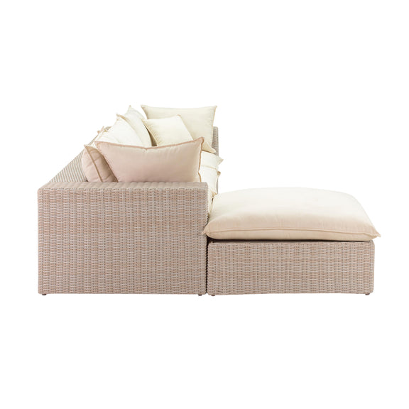 Cali Natural Performance Fabric &amp; Natural Wicker Modular Outdoor Sectional