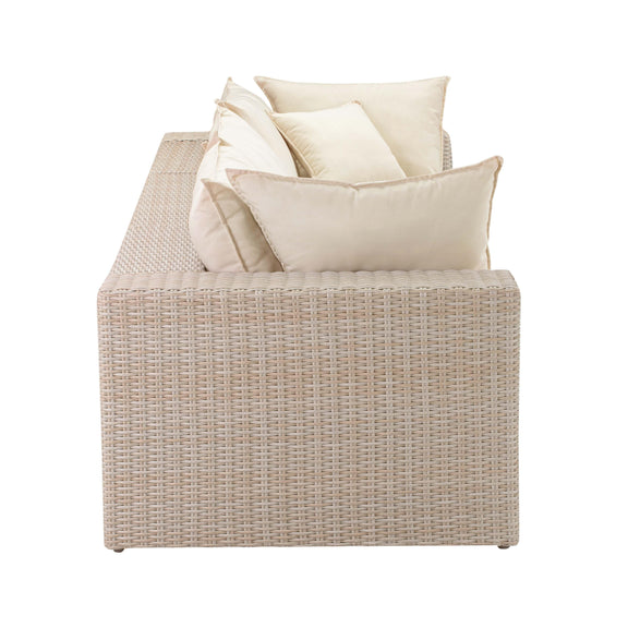 Cali Natural Performance Fabric &amp; Natural Wicker Modular Outdoor Sofa