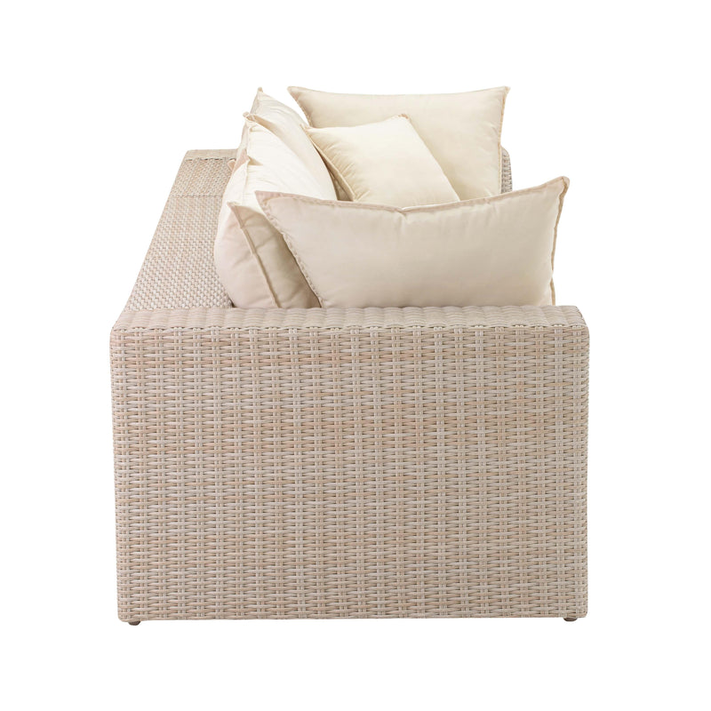 Cali Natural Performance Fabric &amp; Natural Wicker Modular Outdoor Sofa