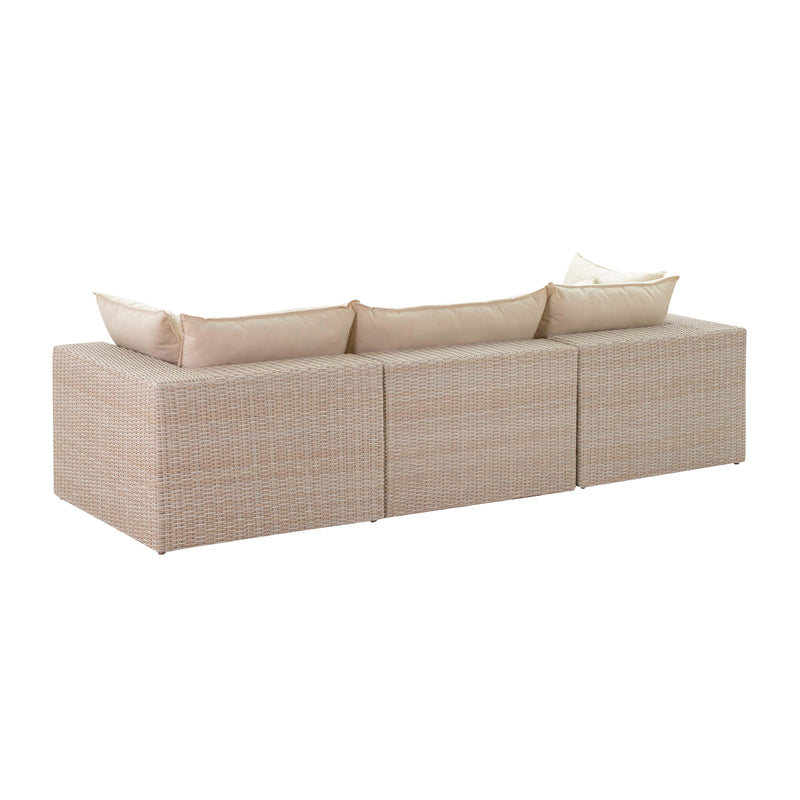 Cali Natural Performance Fabric &amp; Natural Wicker Modular Outdoor Sofa