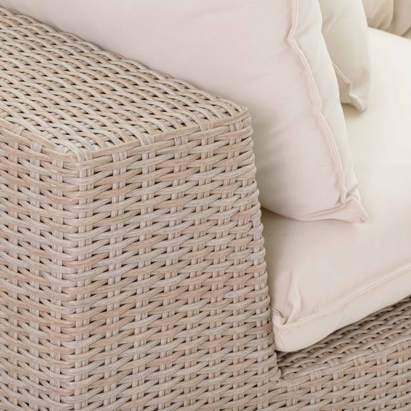 Cali Natural Performance Fabric &amp; Natural Wicker Modular Outdoor Sofa
