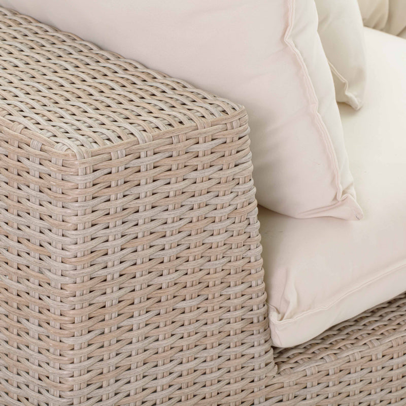 Cali Natural Performance Fabric &amp; Natural Wicker Modular Outdoor Sofa