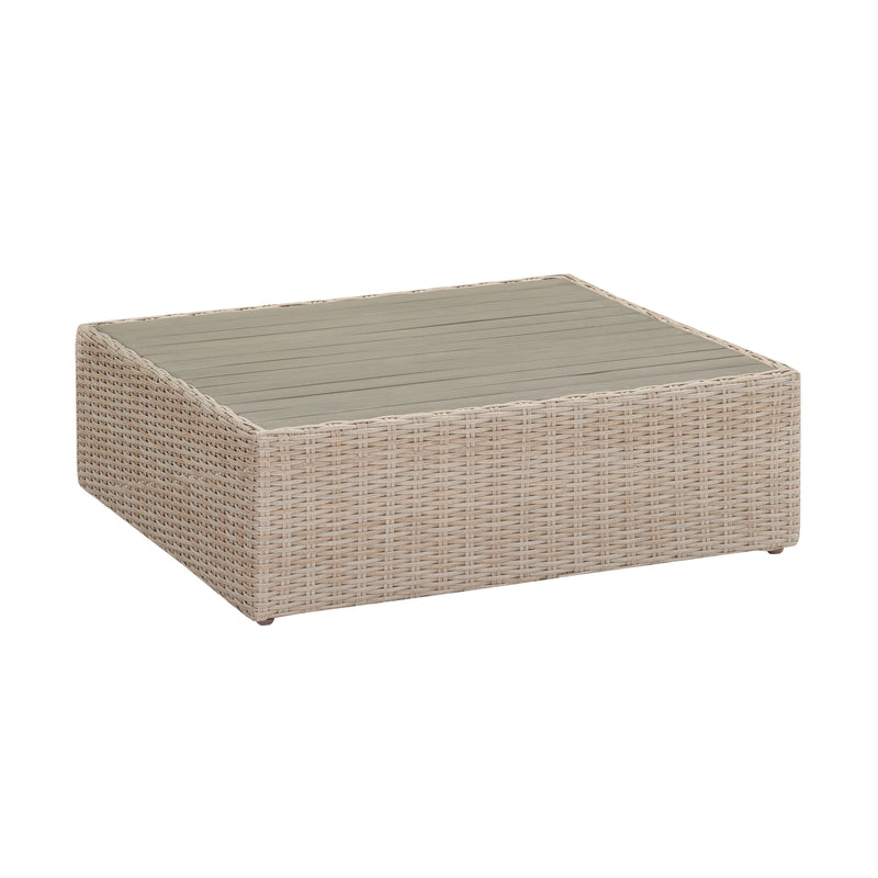 Cali 39" Natural Wicker Outdoor Ottoman / Coffee Table