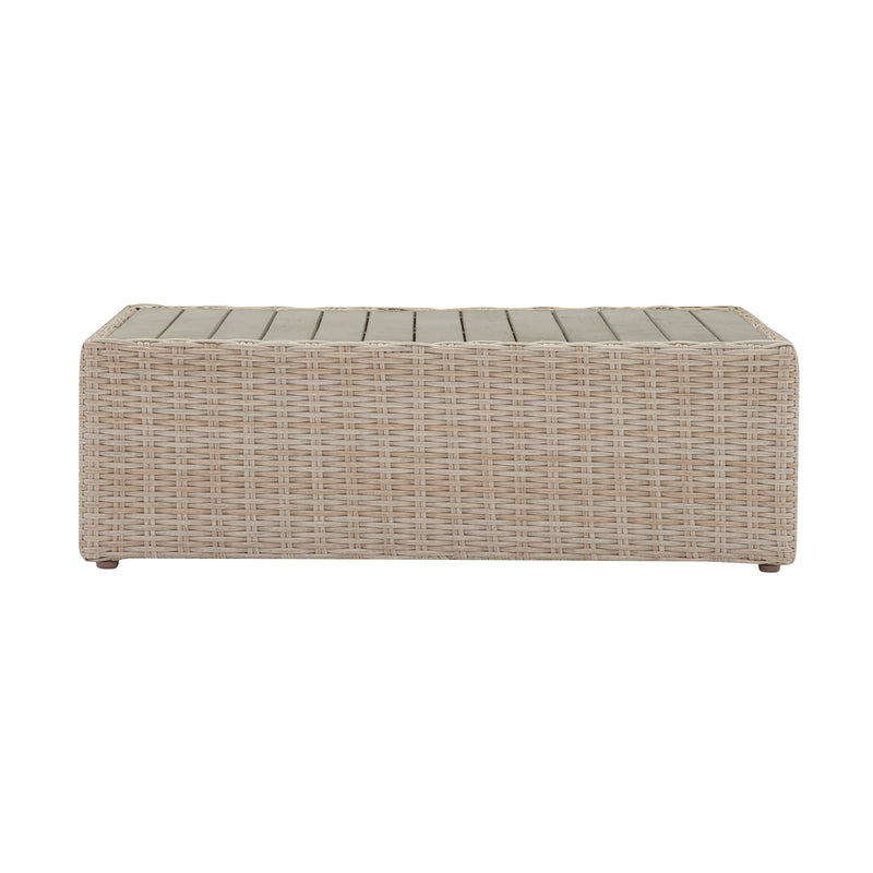 Cali 39" Natural Wicker Outdoor Ottoman / Coffee Table